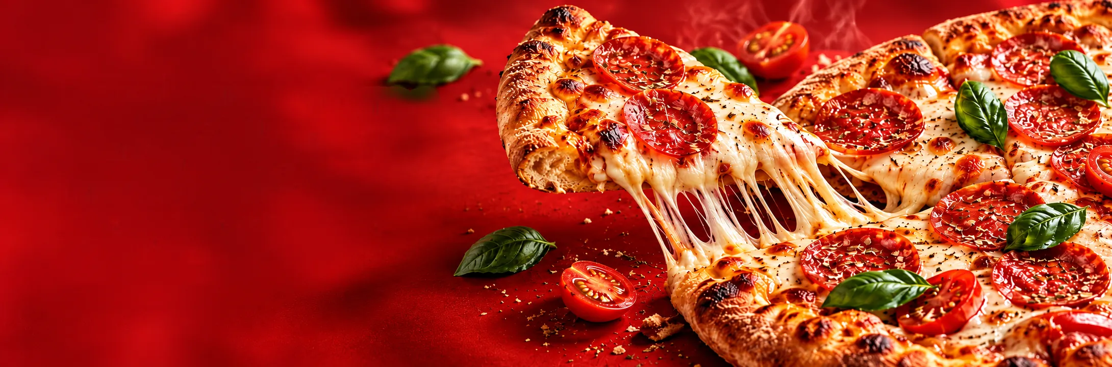 Pizza de pepperoni com queijo derretido.